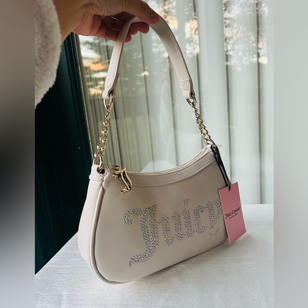 Juicy Couture Obsession Shoulder Bag - Angel White with Rhinestone Logo NWT - Picture 7 of 10